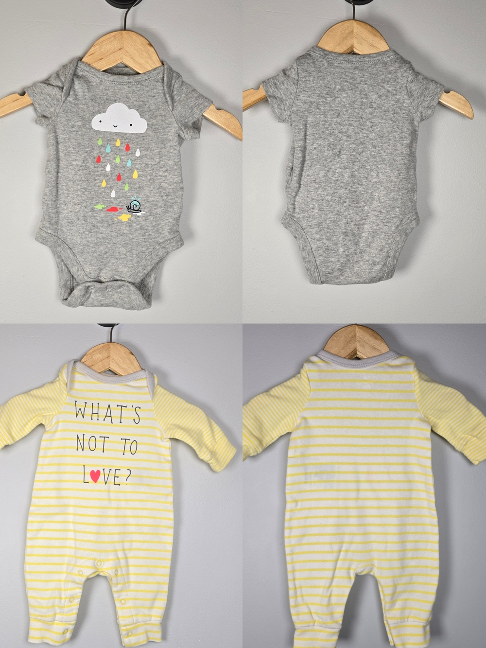 GAP Gray Cloud Graphic One-Piece & Yellow Stripe One-Piece Set 7lb